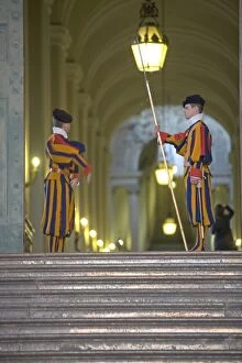 Stair Gallery: Swiss guards, St. Peters Square, Vatican City, Rome, Lazio, Italy, Europe