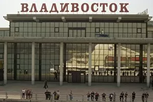 Terminal building at port, Vladivostok, Russian Far East, Russia, Europe