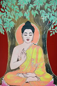 Buddha Collection: Thangka painting of the Buddha giving a blessing, Kathmandu, Nepal, Asia
