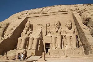 Egypt Gallery: Tourists enjoying the site, Colossi of Ramses II, Sun Temple, Abu Simbel, UNESCO