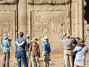 Ancient Egyptian Culture Collection: Tourists at the Temple of Hathor, which began construction in 54 BCE
