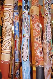 Decorative Collection: Traditional hand painted colourful didgeridoos, Australia