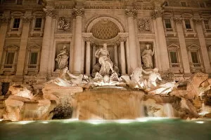Columns Collection: Trevi Fountain at night, Rome, Lazio, Italy, Europe