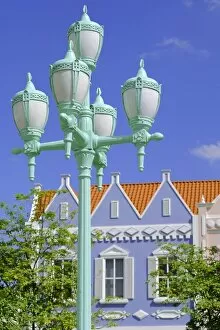 Indian Architecture Gallery: Typical pastel shades on mock Dutch architecture, Aruba, Dutch Antilles
