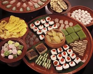 Platter Collection: A variety of Thai sweets, made from coconut cream, egg yolk and sweet tapioca