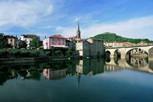 Spiritualism Gallery: View across the Aveyron River, St. Antonin-Noble-Val, Tarn-et-Garonne, Midi-Pyrenees