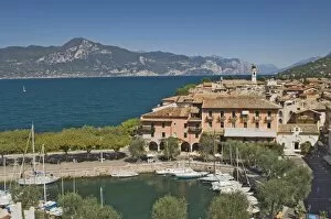 Lake Garda Collection: View from the castle ramparts of the harbour and town