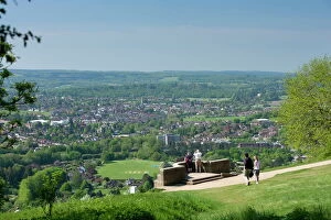 Four People Gallery: View of Dorking from Box Hill view point, Surrey Hills, North Downs, Surrey