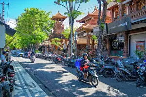 Tourist Attractions Collection: View of Hindu Temple and street in Kuta, Kuta, Bali, Indonesia, South East Asia, Asia