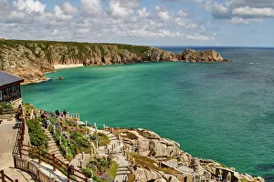 Cliff Collection: View over the Minack Theatre to Porthcurno beach near Penzance, West Cornwall, England