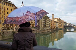 Umbrella Collection: View from Ponte Vecchio, Florence (Firenze), UNESCO World Heritage Site