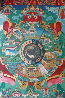 Dragon Collection: Wheel of life (wheel of Samsara), Kopan monastery, Bhaktapur, Nepal, Asia