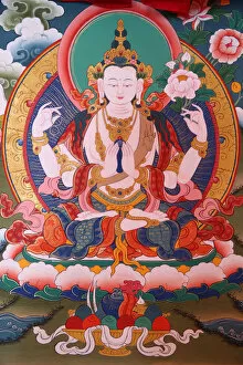 Goddesses Collection: White Tara, Tibetan thanka, Shedub Choekhor Ling Monastery, Mont Saleve, Haute-Savoie