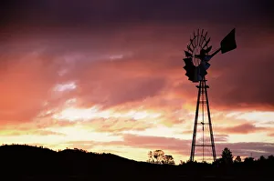 Day Break Gallery: Windmill (wind pump) at sunset, South Australia, Australia, Pacific