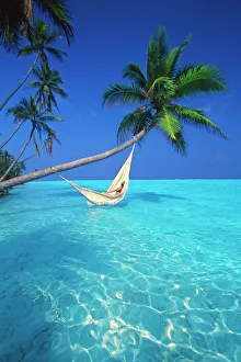 Getting Away From It All Gallery: Woman in hammock, Maldives, Indian Ocean, Asia