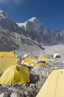 Nepal Collection: Yellow tents at Everest Base Camp, Solu Khumbu Everest Region, Sagarmatha National Park