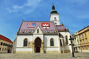 Shield Collection: St. Marks Church with city arms on roof, Zagreb, Croatia