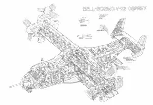 Military Aviation 1946-Present Cutaways Collection: Bell-Boeing V22 Osprey Cutaway Drawing