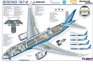 Civil Aviation 1949-Present Cutaways Gallery: Boeing 787-8 Micro Cutaway Poster