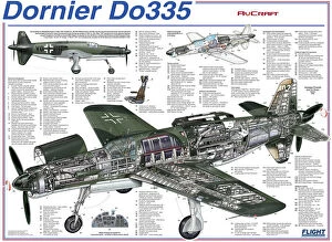 Military Aviation 1946-Present Cutaways Collection: Dornier Do335 Cutaway Poster