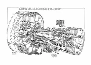 cutaways/aeroengines jet cutaways/ge cf6 80c2 cutaway drawing