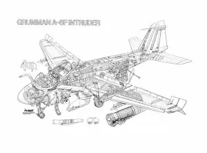 Military Aviation 1946-Present Cutaways Collection: Grumman A-6F Intruder Cutaway Drawing