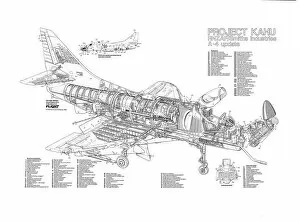 Military Aviation 1946-Present Cutaways Collection: McDD A4 Skyhawk Project Kahu Cutaway Poster