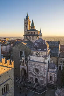 Villages Collection: Bergamo, Lombardy, Italy. High angle view over the Saint Mary Major (Santa Maria Maggiore)