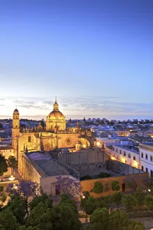 The Cathedral of San Salvador at Night, Jerez de la Frontera, Cadiz Province, Andalusia The Cathedral of San Salvador at Night, Jerez de la Frontera, Cadiz Province, Andalusia
