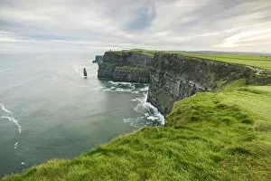 Cliffs of Moher with Breanan rock on the background. Liscannor, Munster, Co.Clare