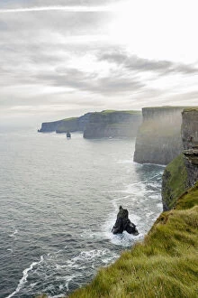 Cliffs of Moher with stack. Liscannor, Munster, Co.Clare, Ireland, Europe