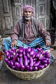 Kathmandu Valley Gallery: Eggplants seller, Kathmandu, Nepal