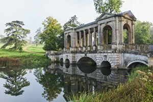 Garden Collection: England, Buckinghamshire, Stowe, Stowe Landscape Gardens, The Palladian Bridge