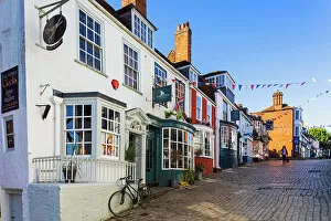 Villages Collection: England, Hampshire, The New Forest, Lymington, Colourful Shop Fronts on Quay Hill