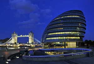 Europe, England, London, City Hall and Tower Bridge