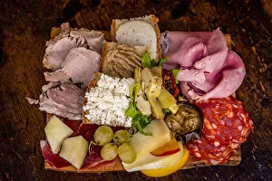Platter Collection: Europe, Italy, Rome. A platter with typical italian starters, cheese and cold meats