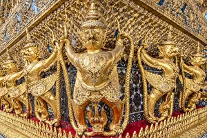 Garuda Gallery: External golden decorations of the Ubosoth, Wat Phra Kaew, Bangkok, Thailand