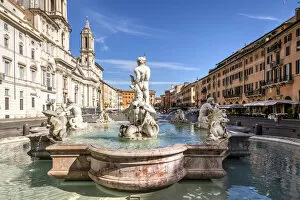 Fontana del Moro or Moor Fountain, Piazza Navona, Rome, Lazio, Italy