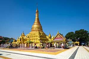 Pagoda Collection: Golden Eindawya Paya (AKA Ein Daw Yar Pagoda) against clear sky on sunny day, Mandalay