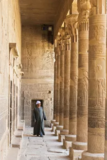 Nubia Collection: Guradian at the Temple of Philae on an island in Lake Nasser, Nile River, Aswan, Egypt