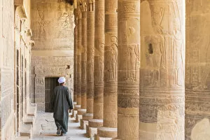 Ancient Egyptian Architecture Gallery: Guradian at the Temple of Philae on an island in Lake Nasser, Nile River, Aswan, Egypt