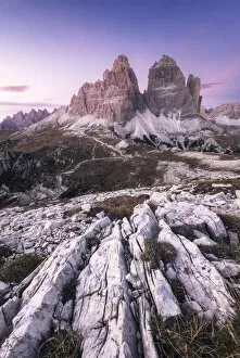 Tourist Attractions Collection: The iconic Tre Cime di Lavaredo during a clear autumn sunset. Dolomites, Italy
