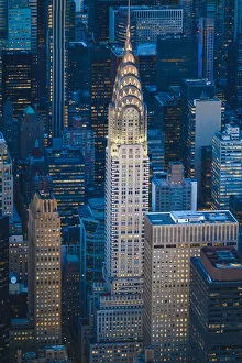 New York Collection: Manhattan, New York City, USA. Aerial view of the Chrysler Building at dusk