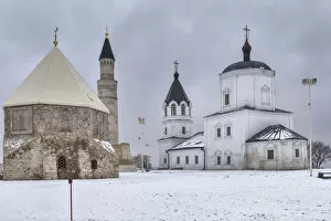 Mausoleum, 14th century and Russian church, 1734, Bolgar, Tatarstan, Russia