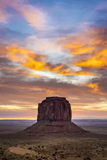 Valley Of The Rocks Collection: Merrick Butte against colourful cloudy sky at sunrise, Monument Valley, Arizona, USA