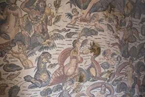 Mosaic in Roman Villa of the Casale, Italy, Sicily, Enna district, Piazza Armerina