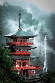 Pagoda Collection: Nachi no taki waterfalls, Nachi falls, Wakayama prefecture, Hoshu, Japan