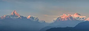 Nepalese Collection: Nepal, Pokhara, Sarangkot, Panoramic View of Annapurna Himalaya Mountain Range