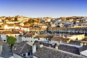 The old town of Chinchon with the 15-17th century Plaza Mayor in the evening