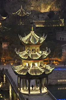 Pagoda at dusk, Zhenyuan, Guizhou, China